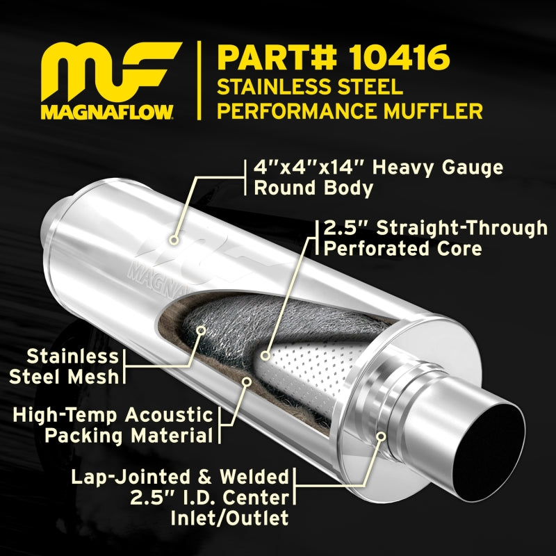 MagnaFlow Muffler Mag SS 14X4X4 2.5X2.5 - DTX Performance