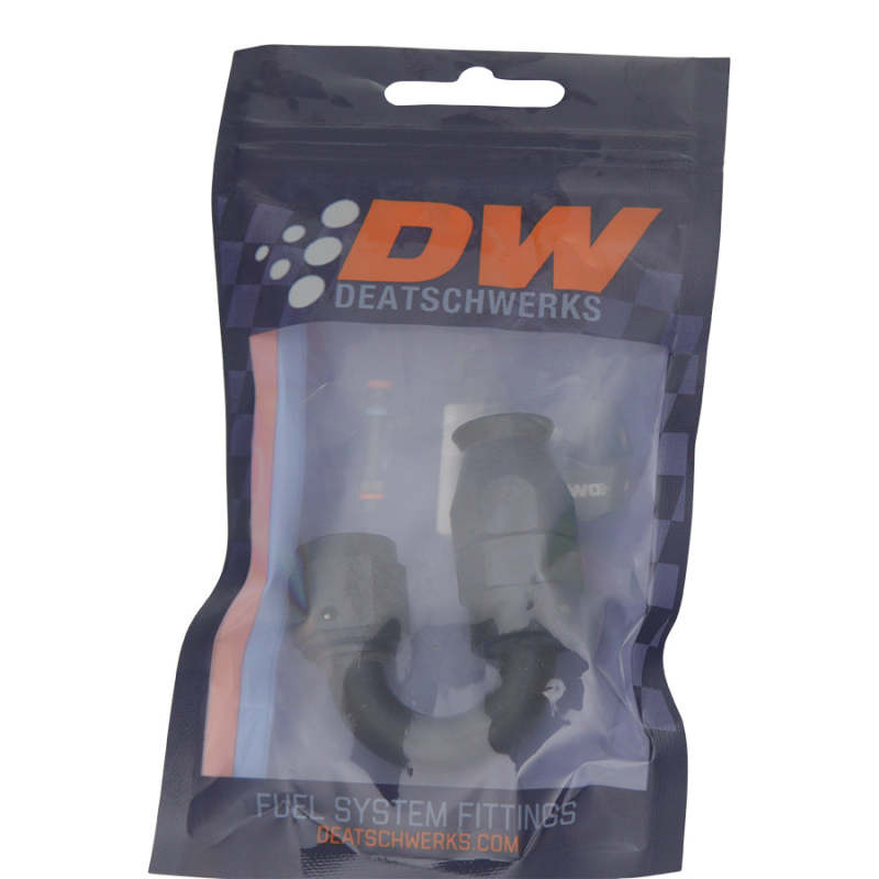 DeatschWerks 6AN Female Swivel 180-Degree Hose End PTFE (Incl Olive Insert) - Anodized Matte Black - DTX Performance