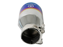 Load image into Gallery viewer, aFe Takeda 304 Stainless Steel Clamp-On Exhaust Tip 2.5in Inlet / 4in Outlet - Blue Flame - DTX Performance