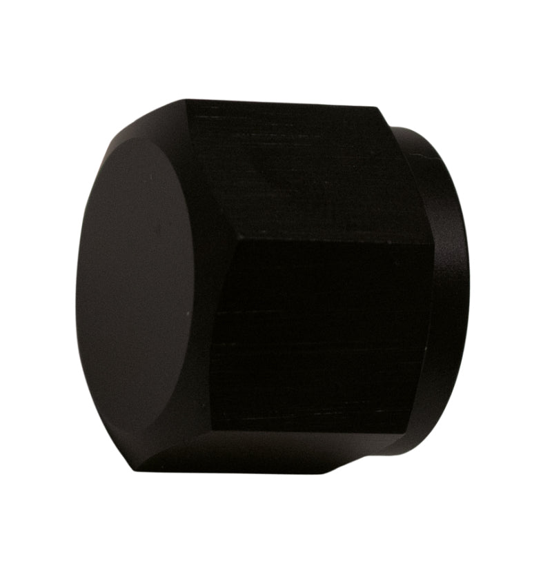 DeatschWerks 8AN Female Flare Cap - Anodized Matte Black - DTX Performance