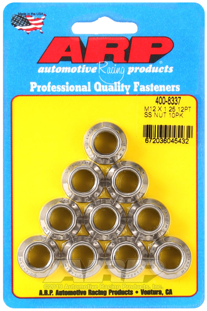 ARP M12 x 1.25 M14 WR 12pt Nut Kit - 10 Pack - DTX Performance