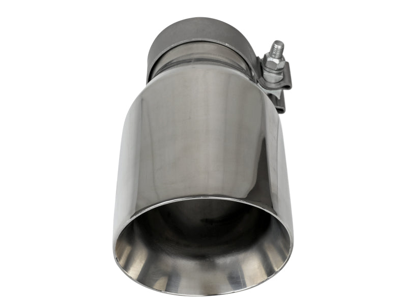 aFe MACH Force-Xp Univ 304 SS Double-Wall Clamp-On Exhaust Tip - Polished - 3in Inlet - 4.5in Outlet - DTX Performance