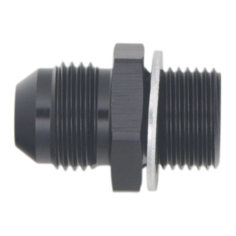 DeatschWerks 8AN Male Flare to M18 X 1.5 Male Metric Adapter (Incl Washer) - Anodized Matte Black - DTX Performance