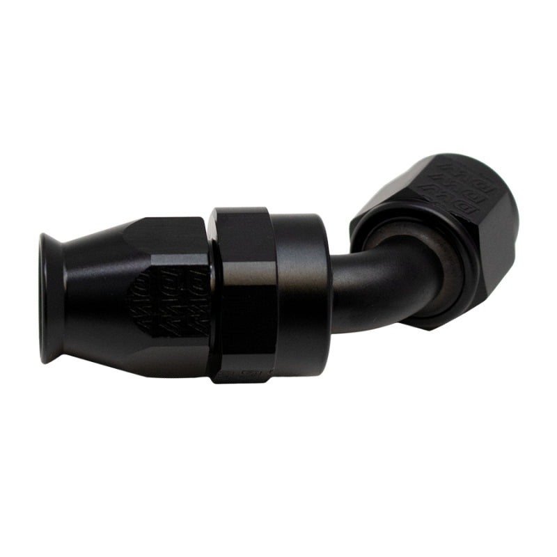 DeatschWerks 8 AN Female Flare Swivel 60-Degree Hose End PTFE - Anodized Matte Black - DTX Performance