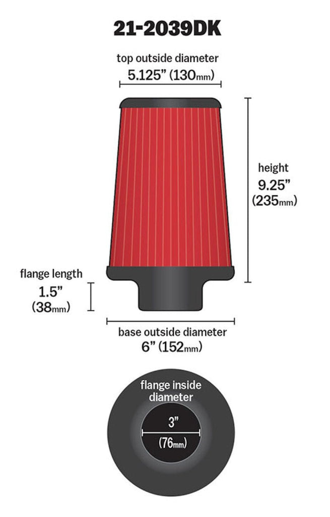 AEM 3 inch x 9 inch DryFlow Air Filter - DTX Performance