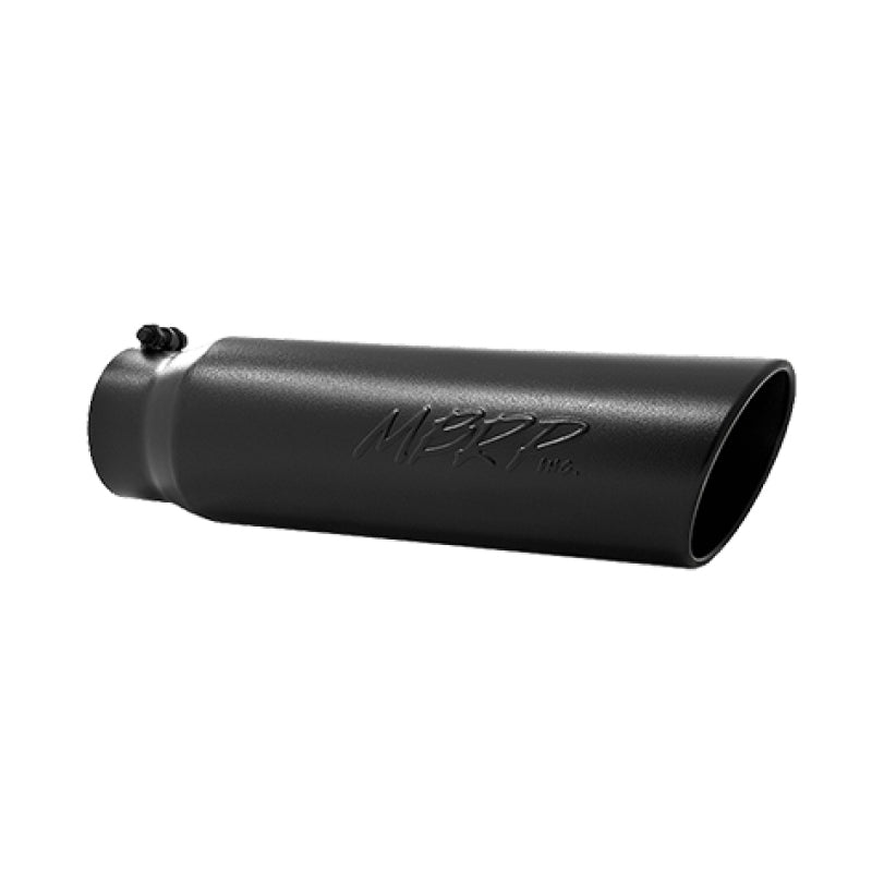 MBRP Universal 5in OD Angled Rolled End 4in Inlet 18in Lgth Black Finish Exhaust Tip - DTX Performance