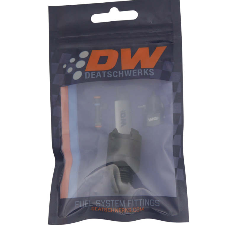 DeatschWerks 6AN Male Flare to 3/8in Female EFI Quick Connect Adapter - Anodized Matte Black - DTX Performance