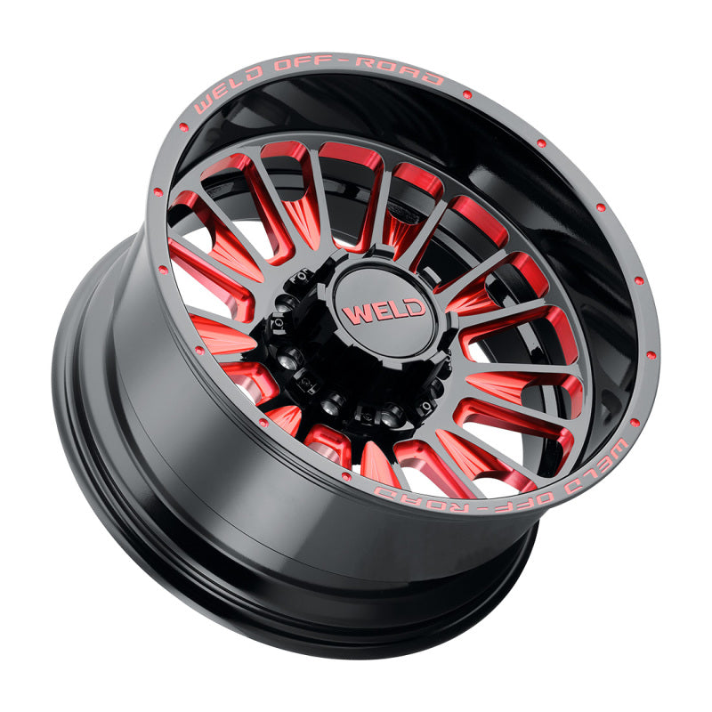 Weld Off-Road W122 22X12 Scorch 8X180 ET-44 BS4.75 Gloss Black MIL Red 124.3 - DTX Performance