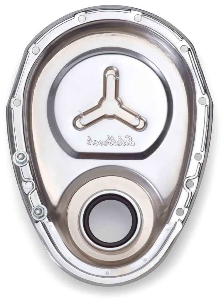 Edelbrock Timing Cover SB-Chevy Chrome w/ Welded Reinforcement Plate - DTX Performance