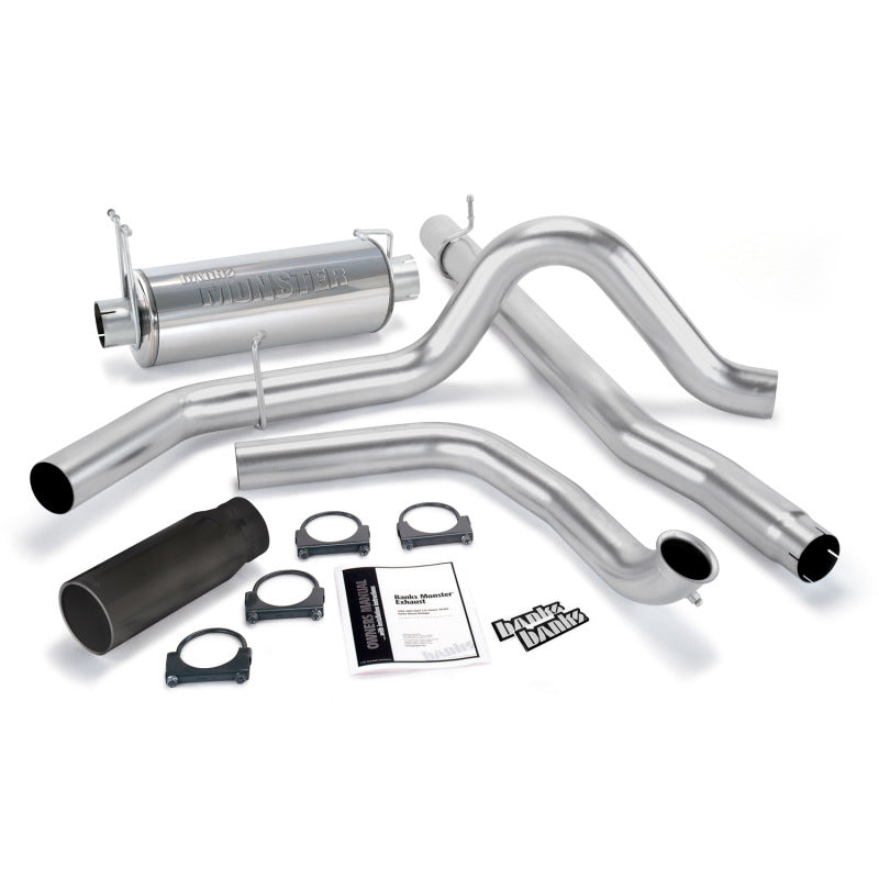 Banks Power 99 Ford 7.3L Truck w/Cat Conv Monster Exhaust System - SS Single Exhaust w/ Black Tip - DTX Performance