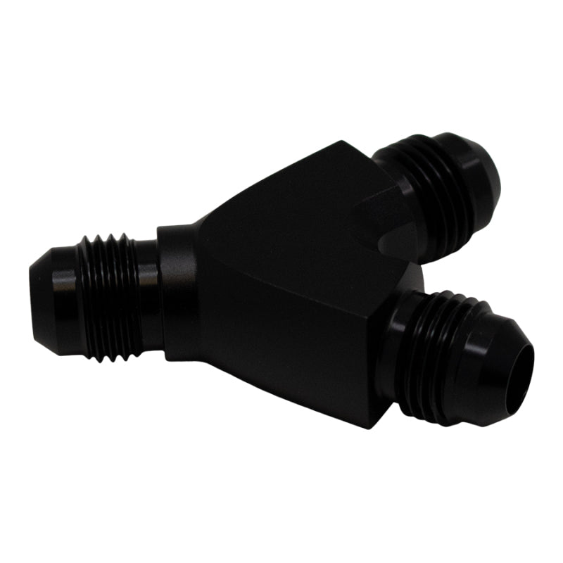 DeatschWerks 6AN Male Flare to 6AN Male Flare to 6AN Male Flare Y Fitting - Anodized Matte Black - DTX Performance