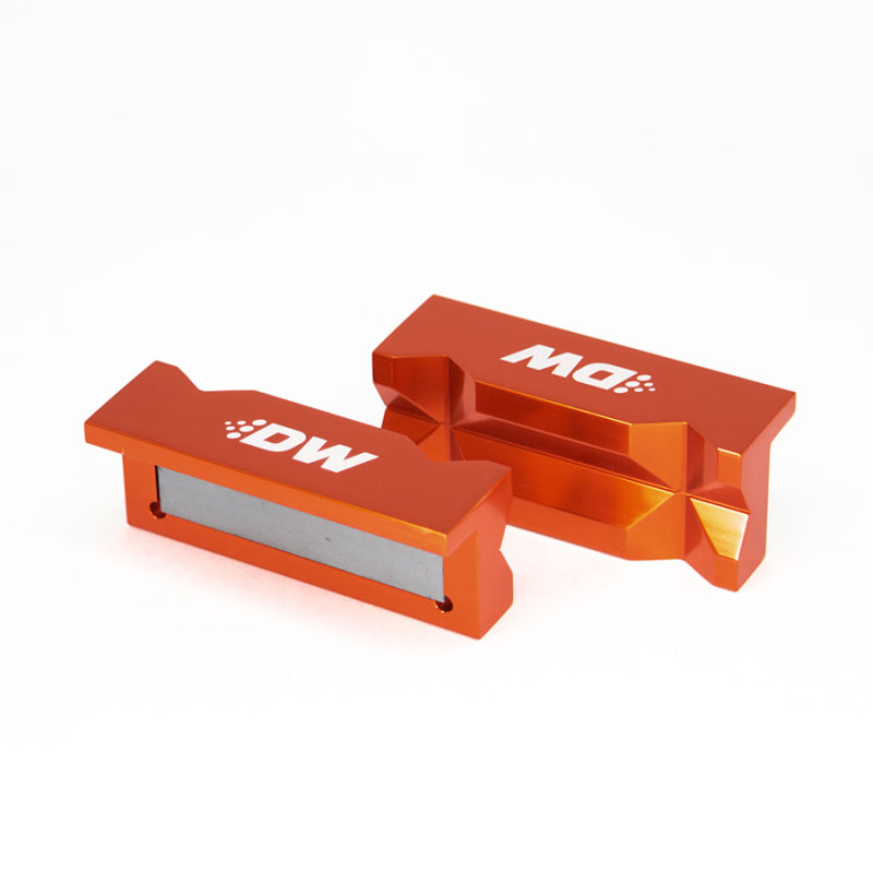 DeatschWerks 4in. Aluminum Soft Jaws w/ Magnet - Orange Anodized - DTX Performance