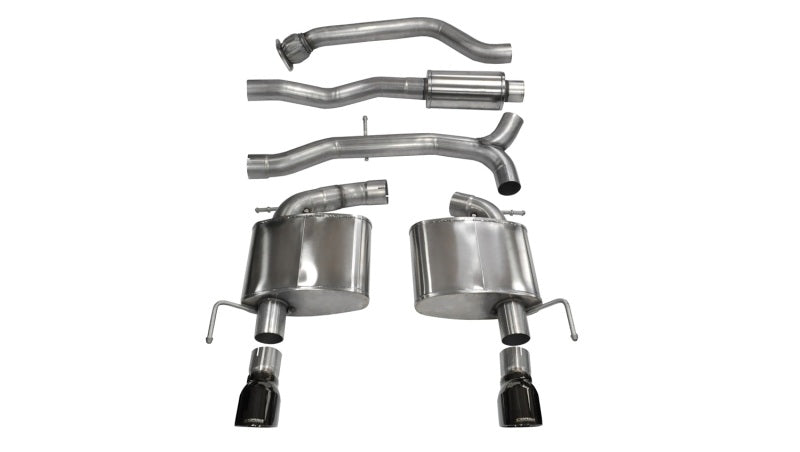 Corsa 13-14 Cadillac ATS Sedan 2.0L A/T Black Sport Dual Rear Cat-Back Exhaust - DTX Performance