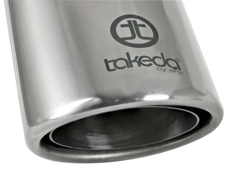 aFe Takeda 304 Stainless Steel Clamp-On Exhaust Tip 2.5in. Inlet / 4in. Outlet / 8in. L - Polished - DTX Performance