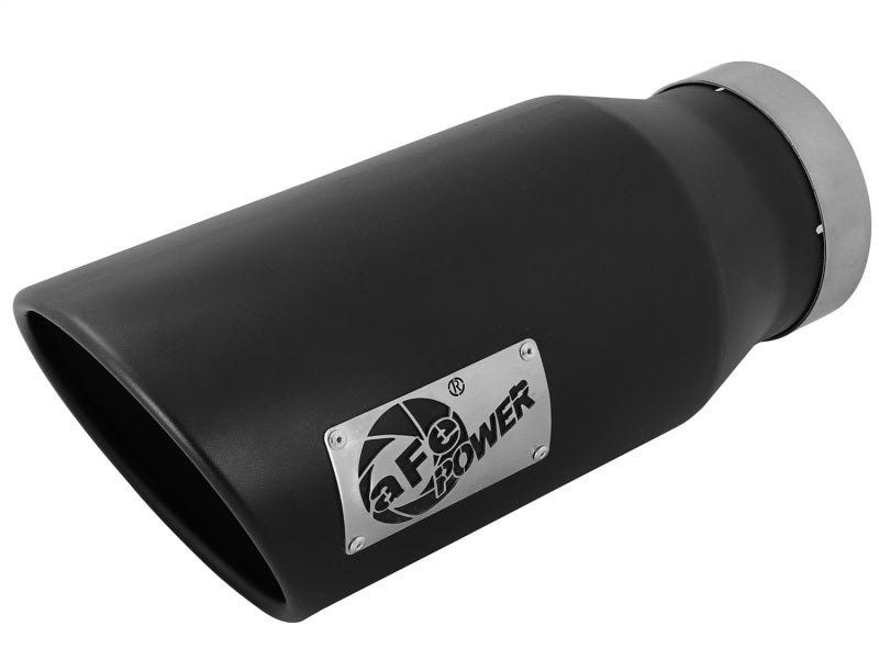 aFe POWER MACH Force-Xp 5in 304 Stainless Steel Exhaust Tip 5In x 7Out x15Lin Bolt-On Right-Blk - DTX Performance