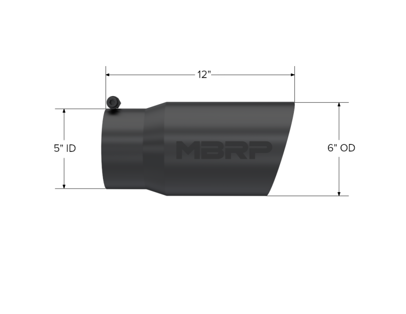 MBRP Universal Tip 6 O.D. Dual Wall Angled 5 inlet 12 length - Black Finish - DTX Performance