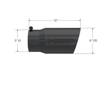 Load image into Gallery viewer, MBRP Universal Tip 6 O.D. Dual Wall Angled 5 inlet 12 length - Black Finish - DTX Performance