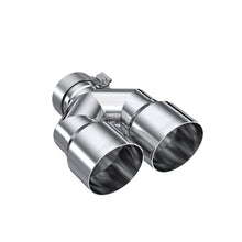 Load image into Gallery viewer, MBRP 3in ID / Dual 4in OD Out Staggered L 9.37in / R 9.87in Single Wall T304 SS Univ Exhaust Tip - DTX Performance