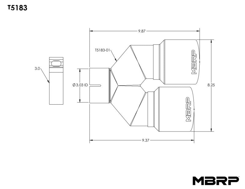 MBRP 3in ID / Dual 4in OD Out Staggered L 9.37in / R 9.87in Single Wall T304 SS Univ Exhaust Tip - DTX Performance