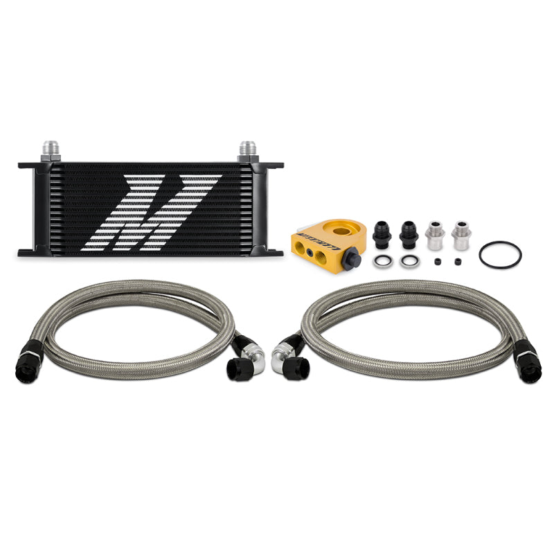 Mishimoto Universal Thermostatic Oil Cooler Kit 16-Row Black - DTX Performance