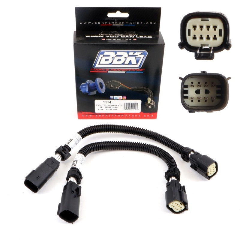 BBK 05-20 Dodge Hellcat 6.2L 6 Pin Front O2 Sensor Wire Harness Extensions 12 (pair) - DTX Performance