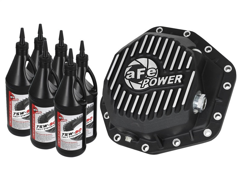 aFe Power Pro Series Rear Differential Cover Black w/Machined Fins 17-19 Ford Diesel Trucks V8-6.7L - DTX Performance