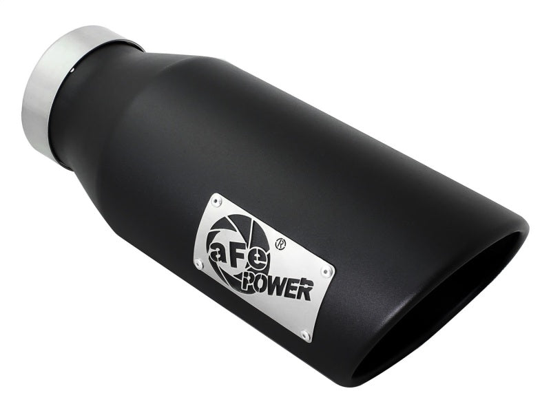 aFe Power MACH Force-Xp 4in In x 6in Out x 15in L Driver Side Clamp-On 4in 409 SS Exhaust Tip-Black - DTX Performance