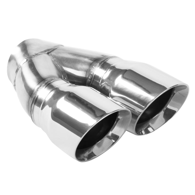 MagnaFlow Double Wall 3in Dual Round Polished Tip 2.25in Inlet - DTX Performance