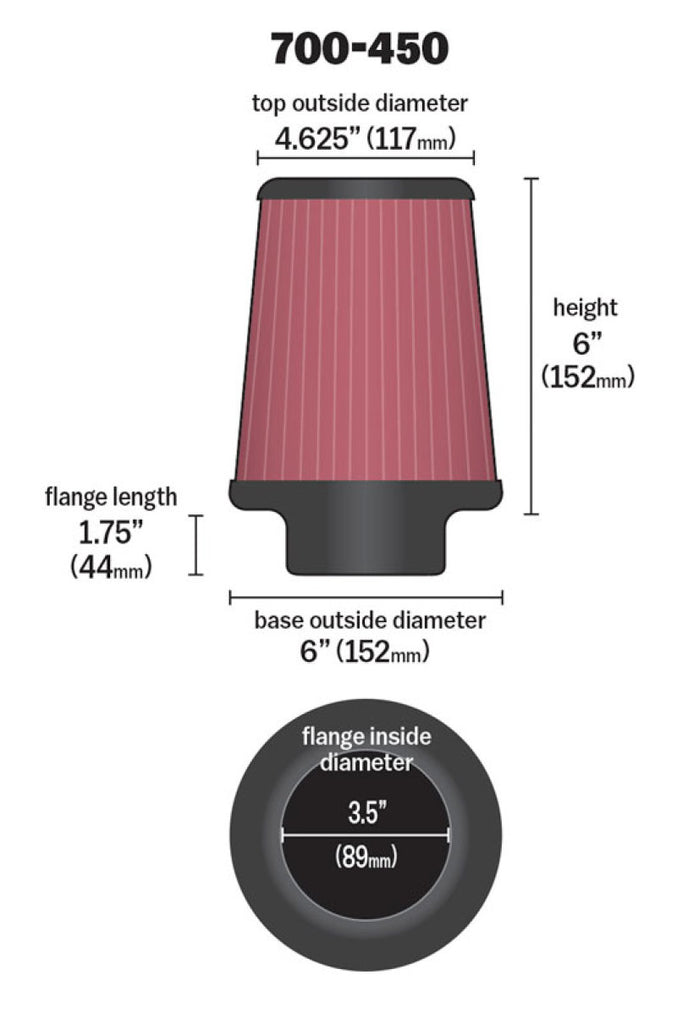 Airaid Universal Air Filter - Cone 3 1/2 x 6 x 4 5/8 x 6 - DTX Performance