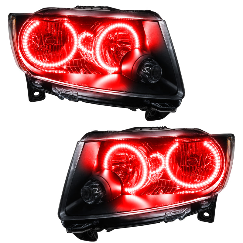 Oracle 11-13 Jeep Grand Cherokee Pre-Assembled Halo Headlights (Non HID) Chrome - Red - DTX Performance