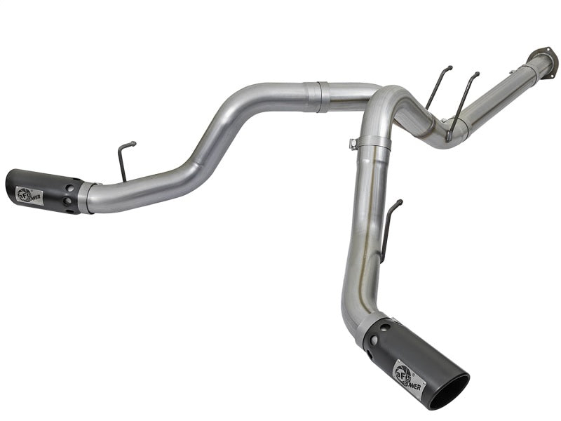 aFe Large Bore-HD 4in 409 Stainless Steel DPF-Back Exhaust w/Black Tip 2017 Ford Diesel V8 6.7L (td) - DTX Performance