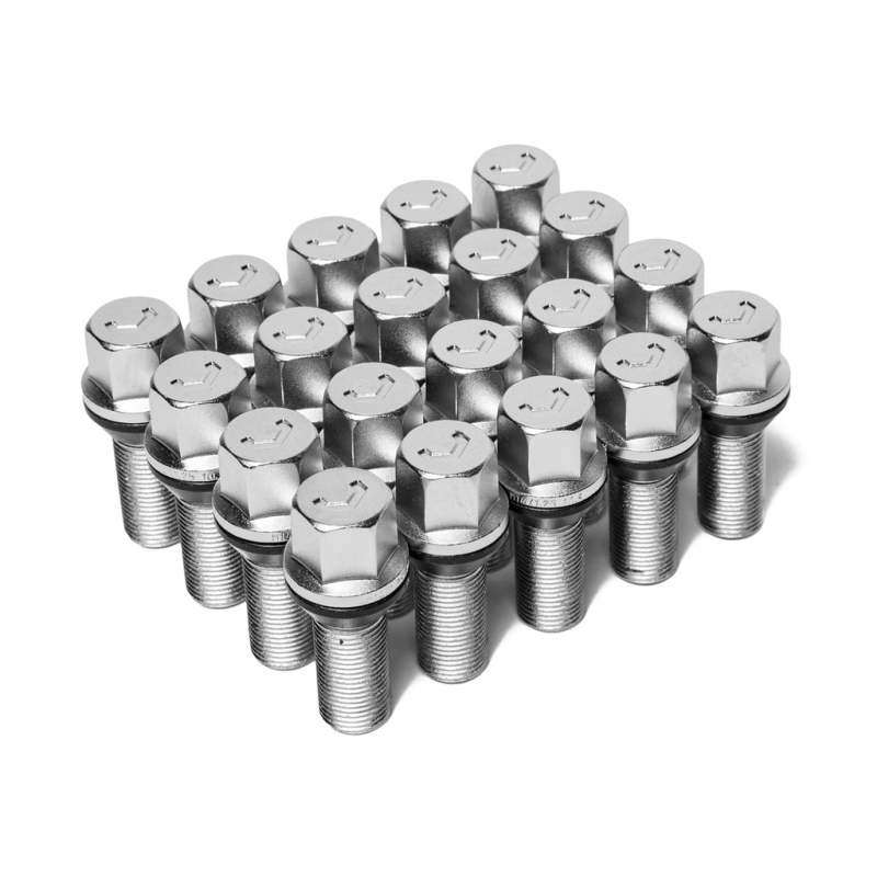 Vossen Lug Bolt - 14x1.25 - 28mm - 17mm Hex - Cone Seat - Silver (Set of 20) - DTX Performance