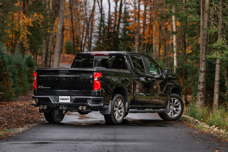 MBRP 19-21 Chevy Silverado 1500 6.2L 2.5in Dual Split Rear Cat Back w/ Quad Carbon Fiber Tips- T304 - DTX Performance