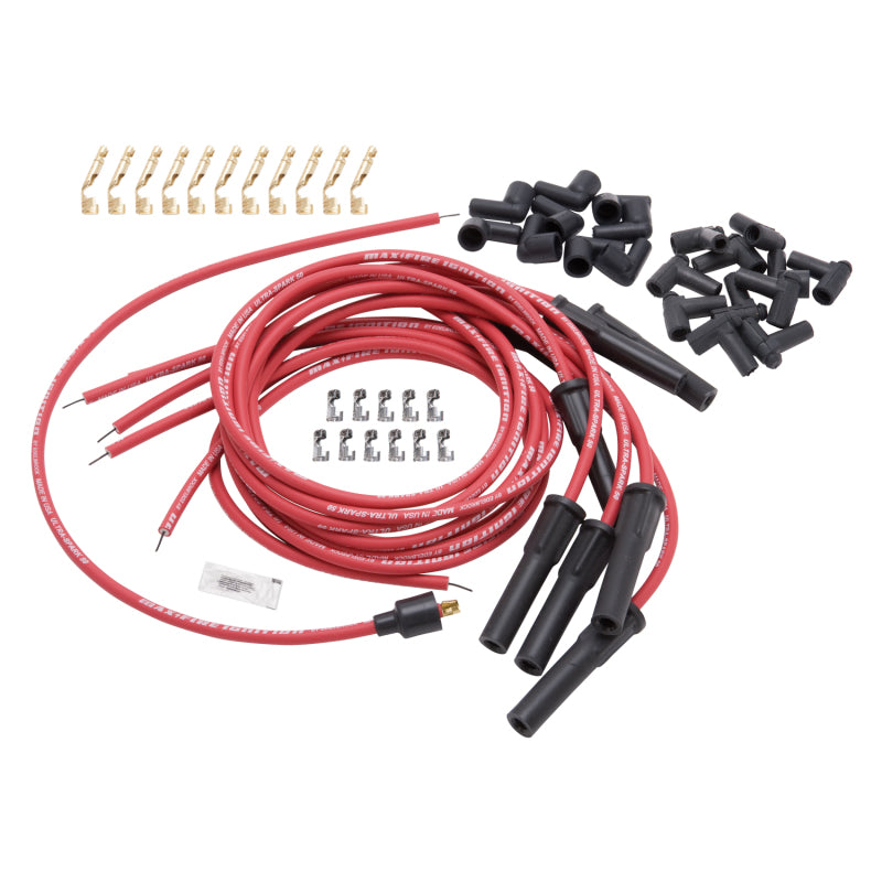 Edelbrock Spark Plug Wire Set Universal Flex Boots 50 Ohm Resistance 8 65mm Red Wire (Set of 9) - DTX Performance