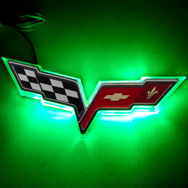 Oracle Chevrolet Corvette C6 Illuminated Emblem - Dual Intensity - Green - DTX Performance