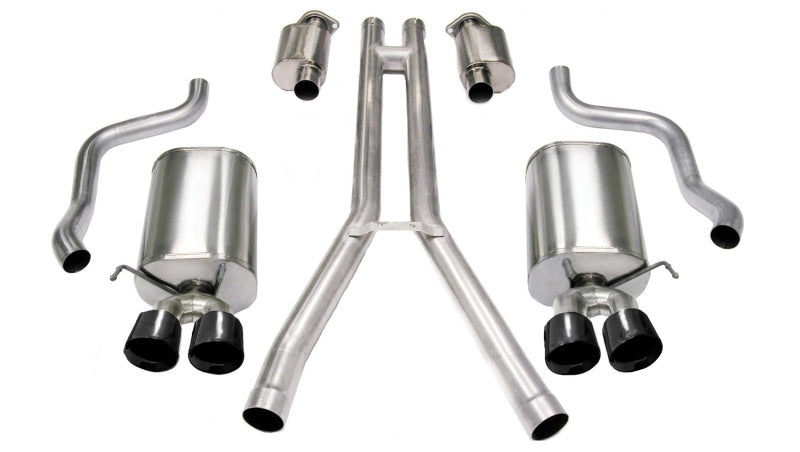 Corsa 04-08 Cadillac XLR 4.6L 25in Cat-Back Dual Rear w Twin 35in Black Pro-Series Tips - DTX Performance