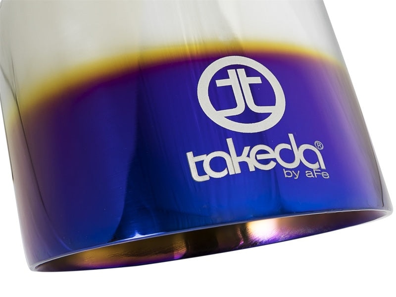 aFe Takeda 304 Stainless Steel Clamp-On Exhaust Tip 2.5in. Inlet / 4.5in. Outlet - Blue Flame - DTX Performance