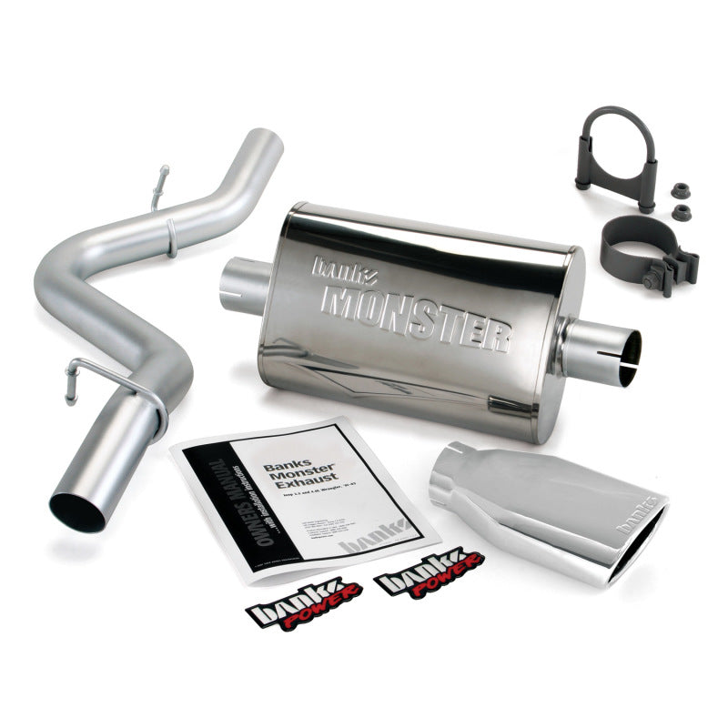 Banks Power 97-99 Jeep 2.5/4.0L Wrangler Slip Fit Cat Monster Exh Sys - SS Single Exh w/ Chrome Tip - DTX Performance