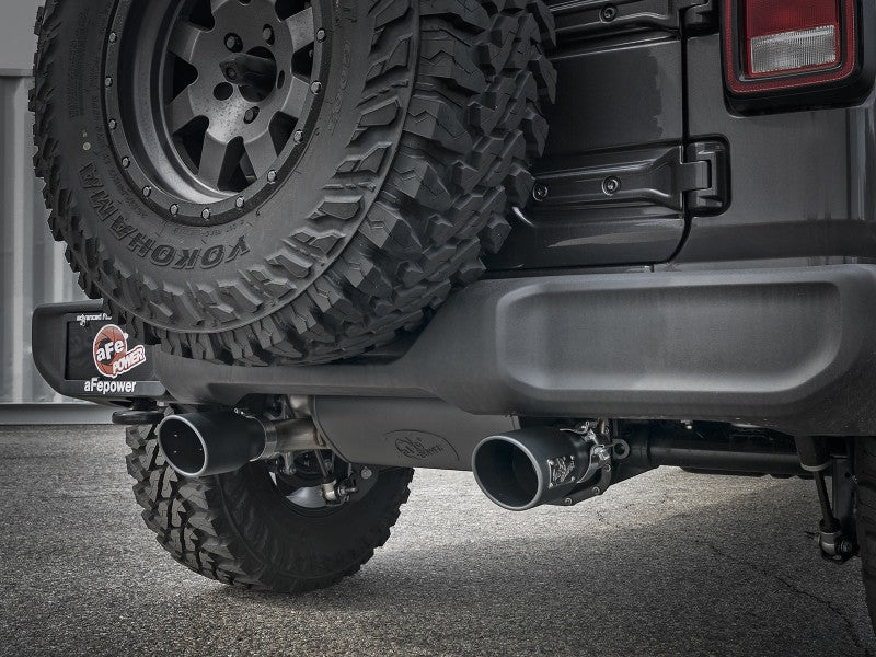 aFe Rebel Series 409 Stainless Steel Cat-Back Exhaust 18-21 Jeep Wrangler JL 2.0L (t) - Black Tip - DTX Performance