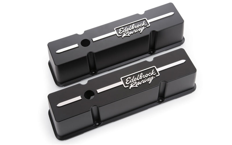 Edelbrock Valve Cover Racing Series Chevrolet 1959-1986 262-400 CI V8 Tall Black - DTX Performance