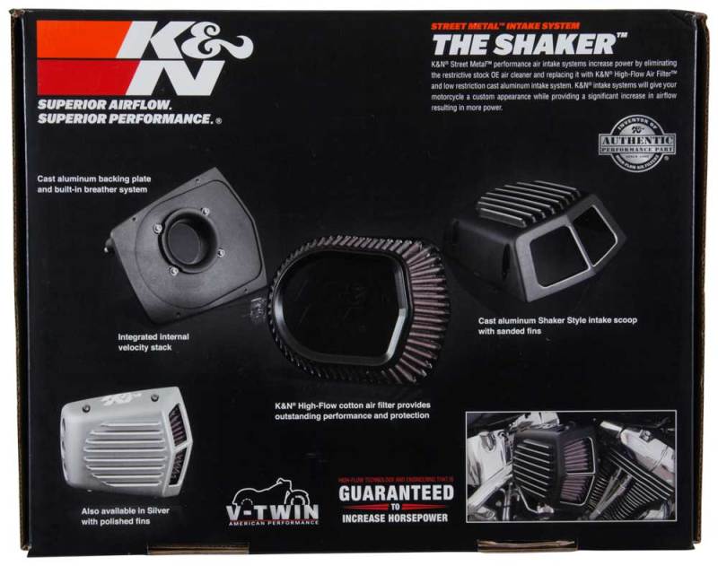 K&N Street Metal Intake System for 08-16 Harley Davidson Touring Models - Shaker Black - DTX Performance