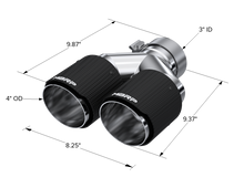 Load image into Gallery viewer, MBRP 3in ID / Dual 4in OD Out Staggered L 9.87in / R 9.37in Dual Wall Carbon Fiber Univ Exhaust Tip - DTX Performance