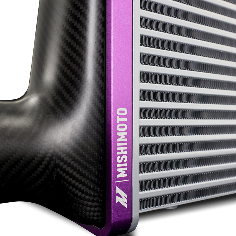 Mishimoto Universal Carbon Fiber Intercooler - Gloss Tanks - 525mm Gold Core - C-Flow - R V-Band - DTX Performance