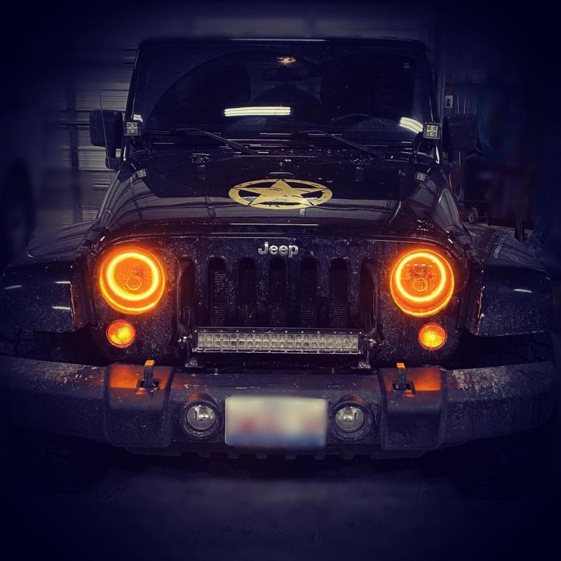 Oracle 7in High Powered LED Headlights - Black Bezel - Amber - DTX Performance