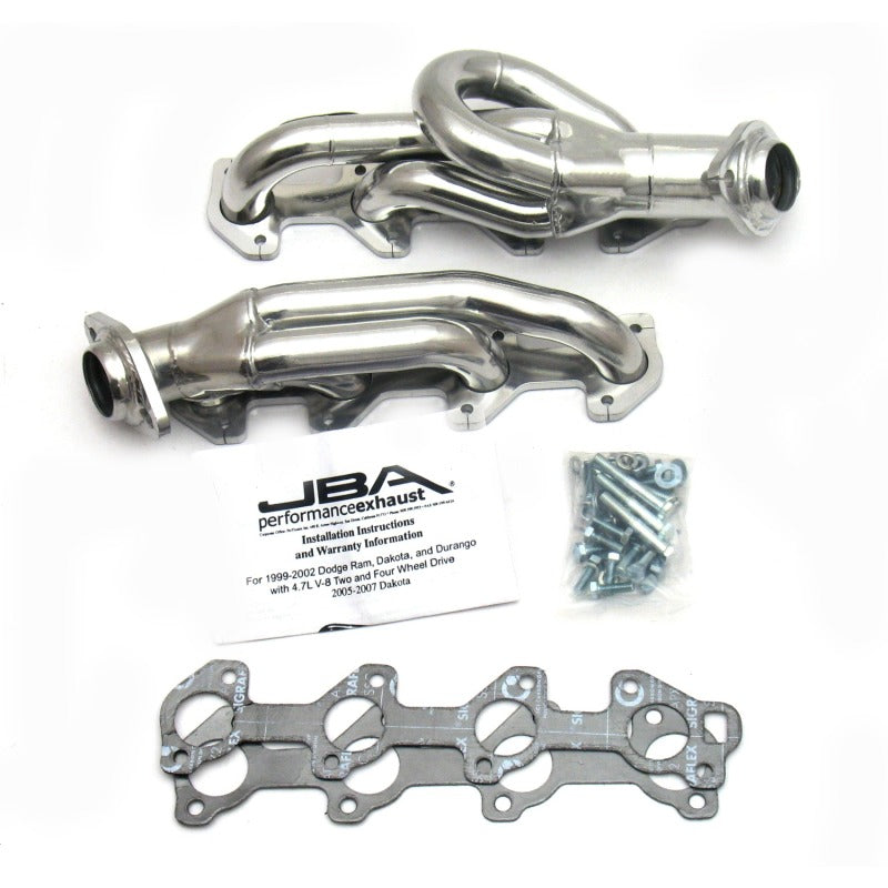 JBA 02-03 Dodge Ram 4.7L PowerTech 1-1/2in Primary Silver Ctd Cat4Ward Header - DTX Performance