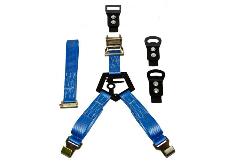 N-Fab Bed Mounted Rapid Tire Strap Universal - Gloss Black - Blue Strap - DTX Performance