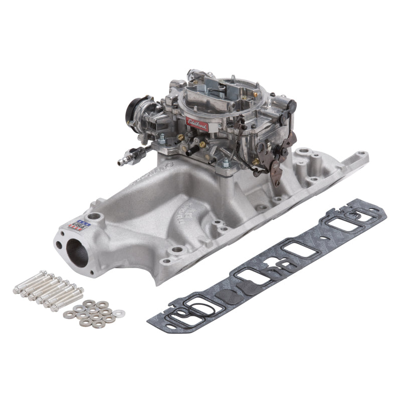 Edelbrock Manifold And Carb Kit Performer RPM Small Block Ford 289-302 Natural Finish - DTX Performance