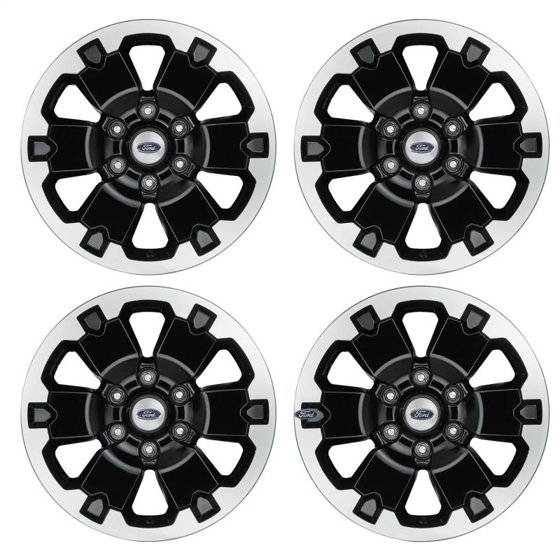 Ford Racing 19-21 Ranger 18x8in 4 Wheel Kit w/TPMS - Gloss Black w/ Machined Face - DTX Performance