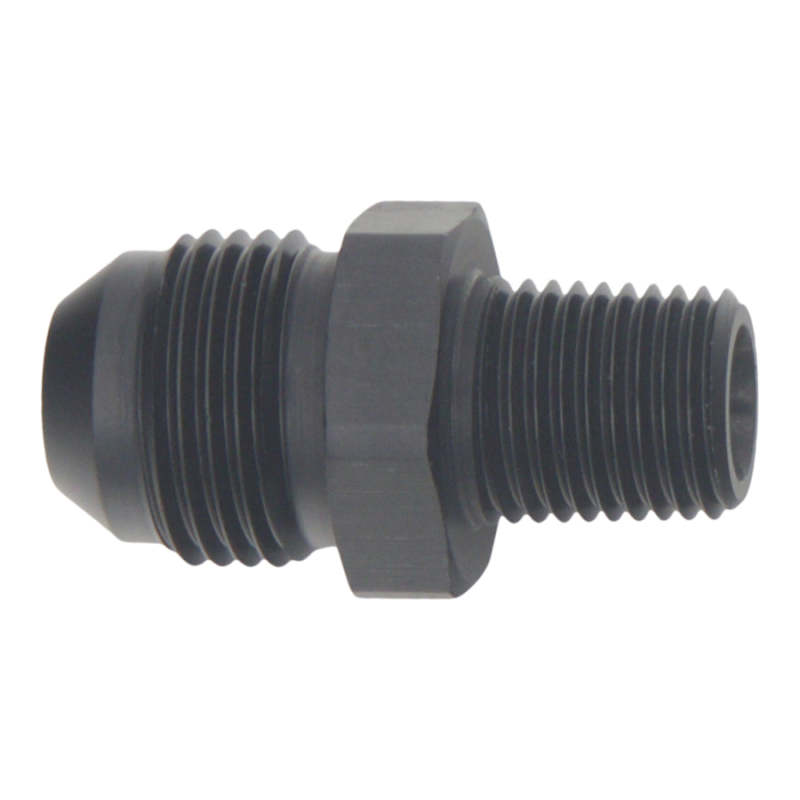 DeatschWerks 8AN Male Flare to 1/4in Male NPT Adapter - Anodized Matte Black - DTX Performance