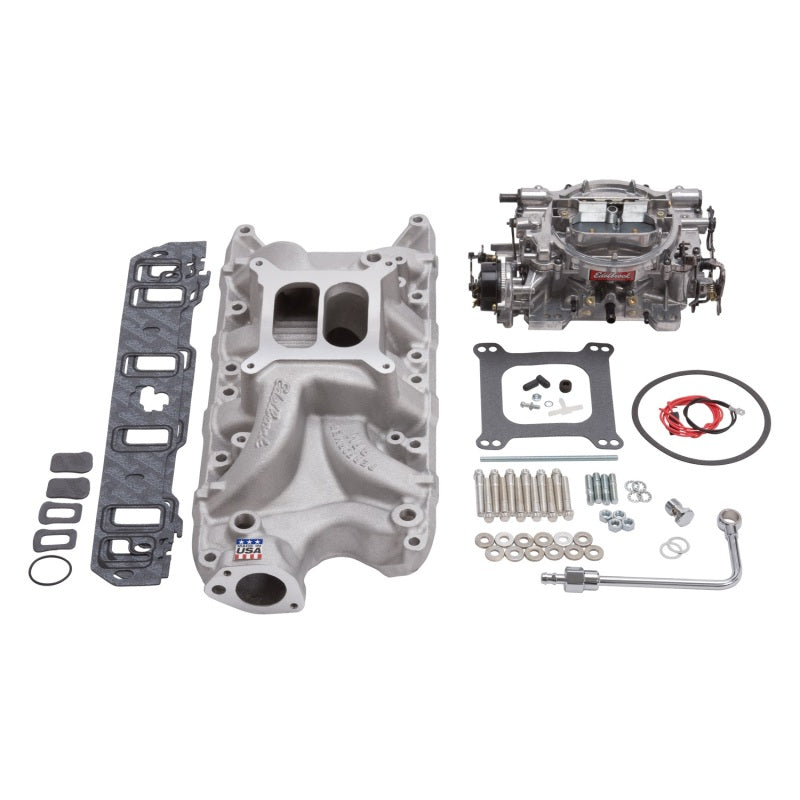 Edelbrock Manifold And Carb Kit Performer RPM Small Block Ford 289-302 Natural Finish - DTX Performance